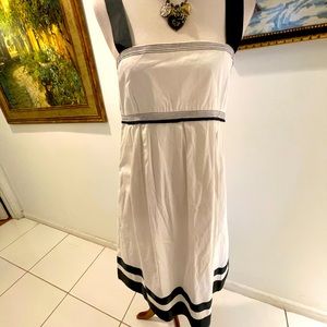 Zara White & Navy Stripes Sun Dress Fit & Flare 10